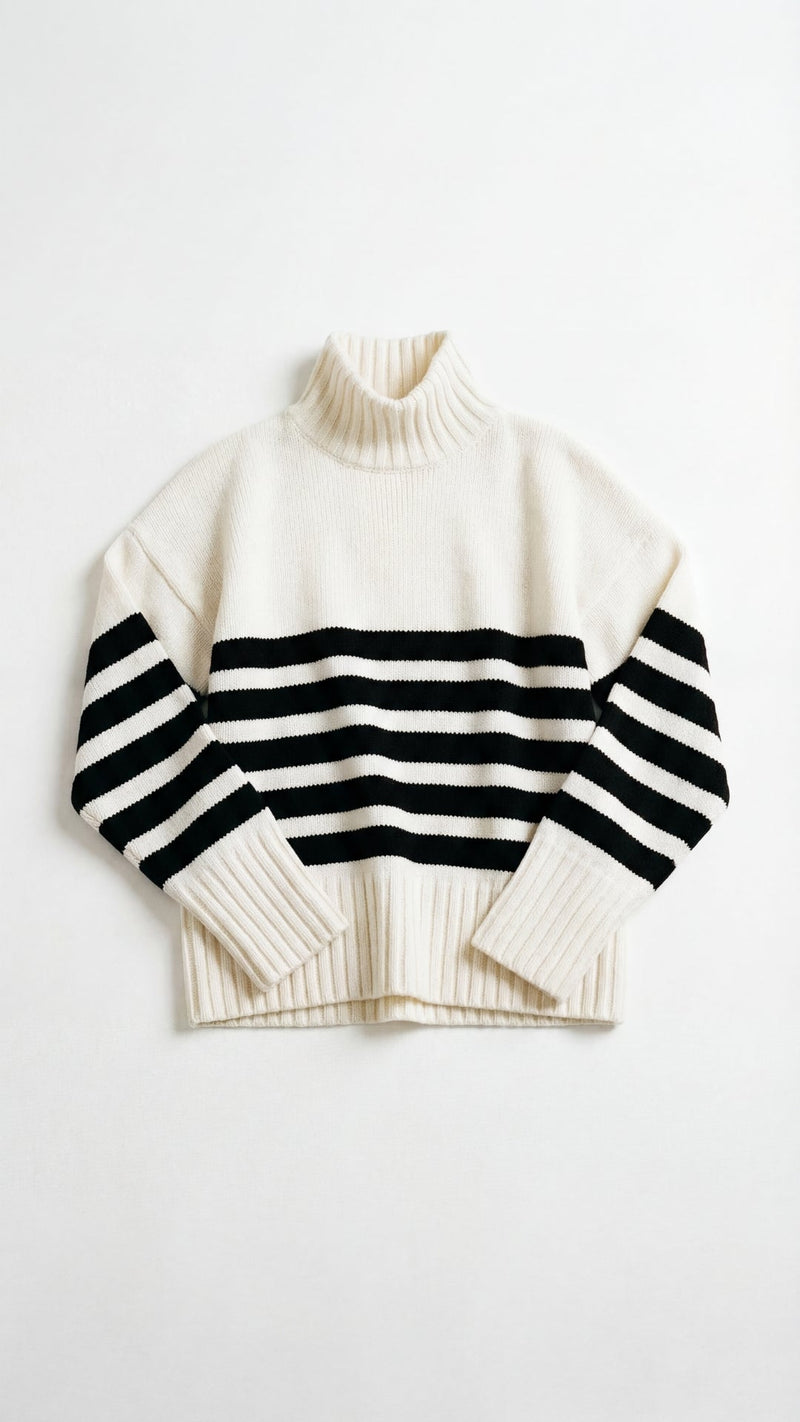 Oversized Casual Striped Sweater-sweaters > oversized sweater-Laventaire-Laventaire