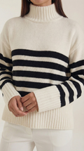 Oversized Casual Striped Sweater-sweaters > oversized sweater-Laventaire-Laventaire