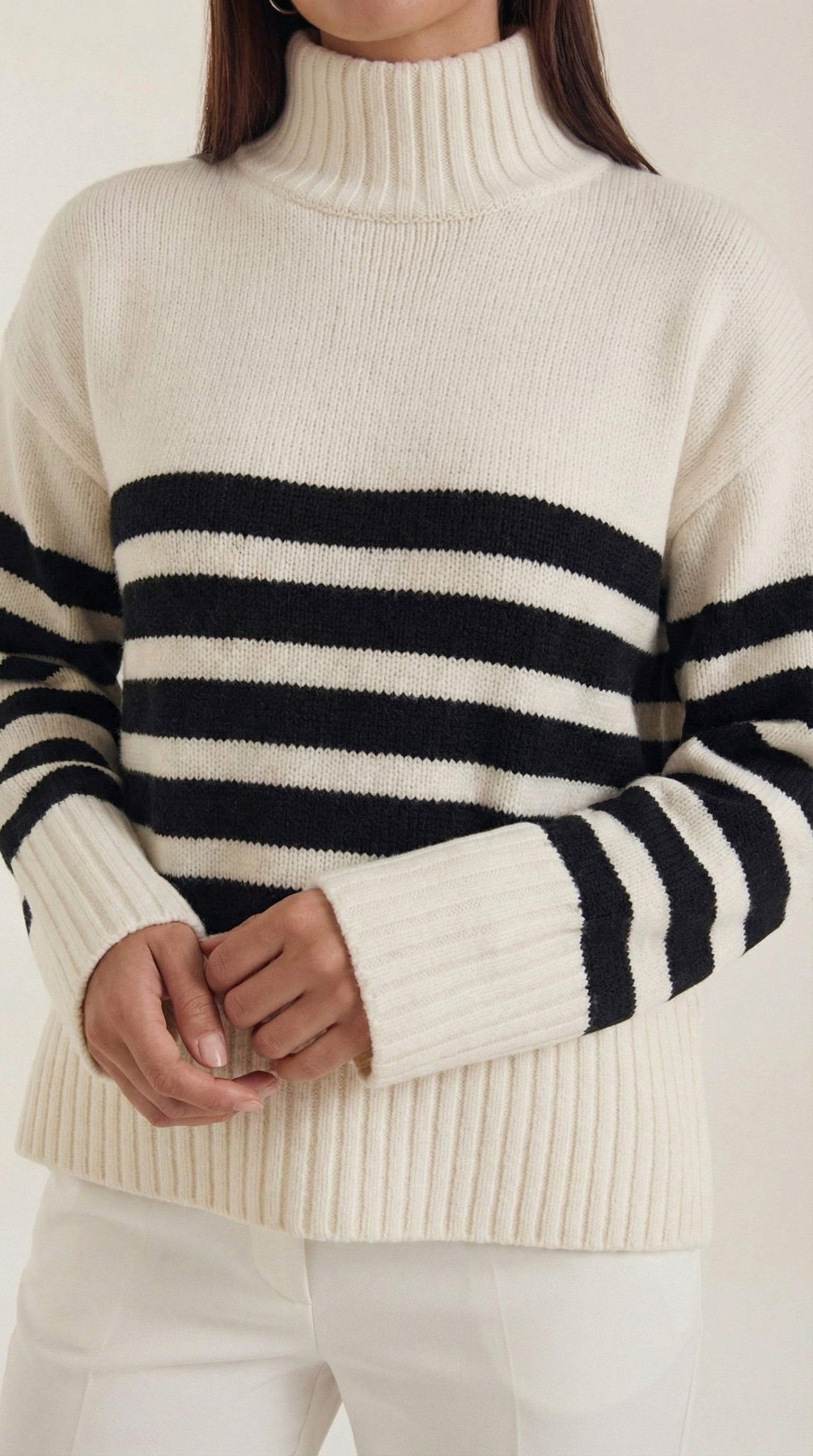 Oversized Casual Striped Sweater-sweaters > oversized sweater-Laventaire-Laventaire