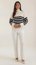 Oversized Casual Striped Sweater-sweaters > oversized sweater-Laventaire-Laventaire