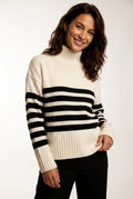 Oversized Casual Striped Sweater-sweaters > oversized sweater-Laventaire-Cream-S-Laventaire