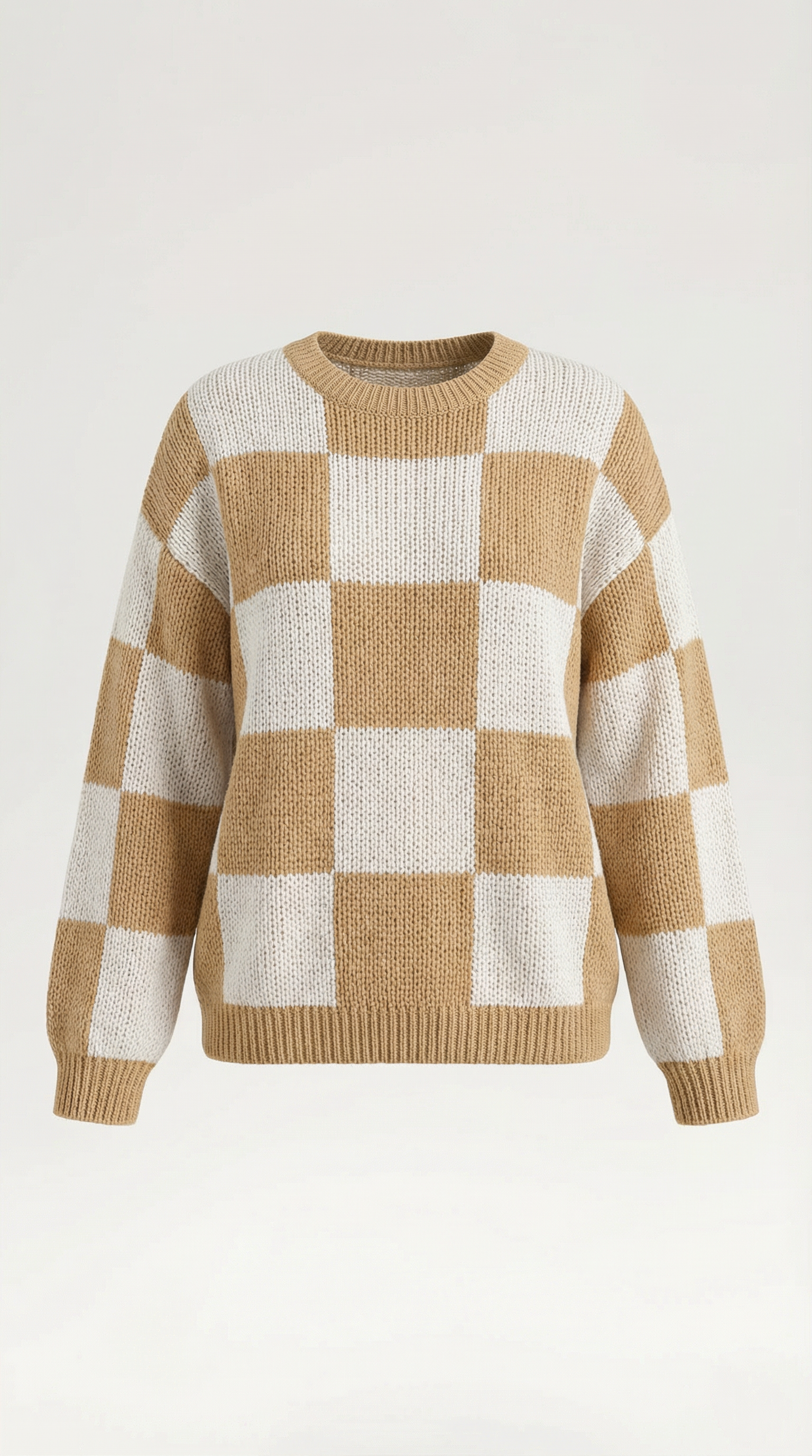 Oversized Checkered Sweater-sweaters > oversized sweater-Laventaire-Laventaire