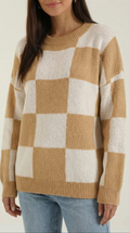 Oversized Checkered Sweater-sweaters > oversized sweater-Laventaire-Laventaire