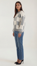 Oversized Checkered Sweater-sweaters > oversized sweater-Laventaire-Laventaire