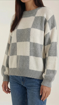 Oversized Checkered Sweater-sweaters > oversized sweater-Laventaire-Laventaire