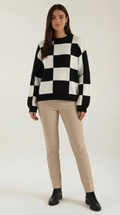 Oversized Checkered Sweater-sweaters > oversized sweater-Laventaire-Black-S-Laventaire