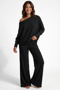 Oversized Fit Lounge Set-loungewear > lounge set-Laventaire-Black-S-Laventaire
