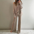 Oversized Fit Lounge Set-loungewear > lounge set-Laventaire-Khaki-S-Laventaire