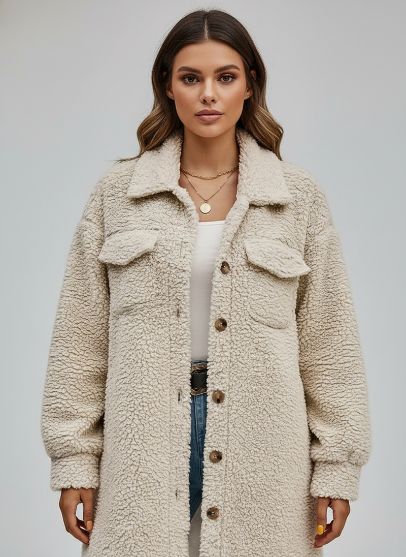 Oversized Fit Teddy Coat-coats > teddy coat-Laventaire-Laventaire