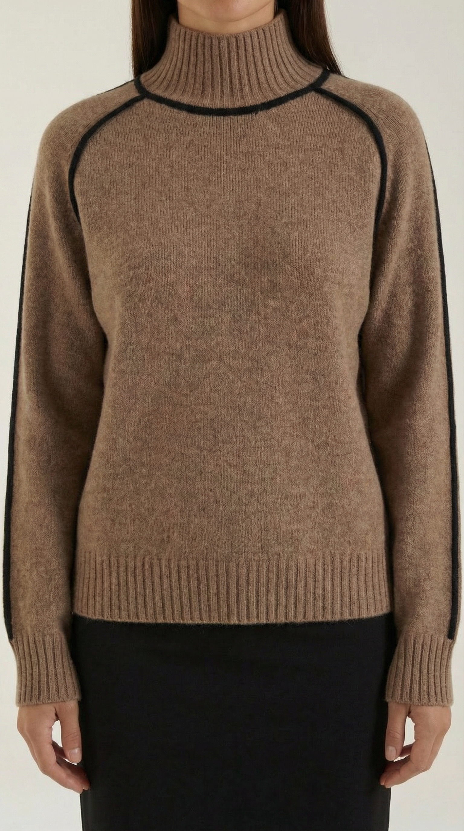 Oversized High Neck Sweater-sweaters > oversized sweaters-Laventaire-Laventaire
