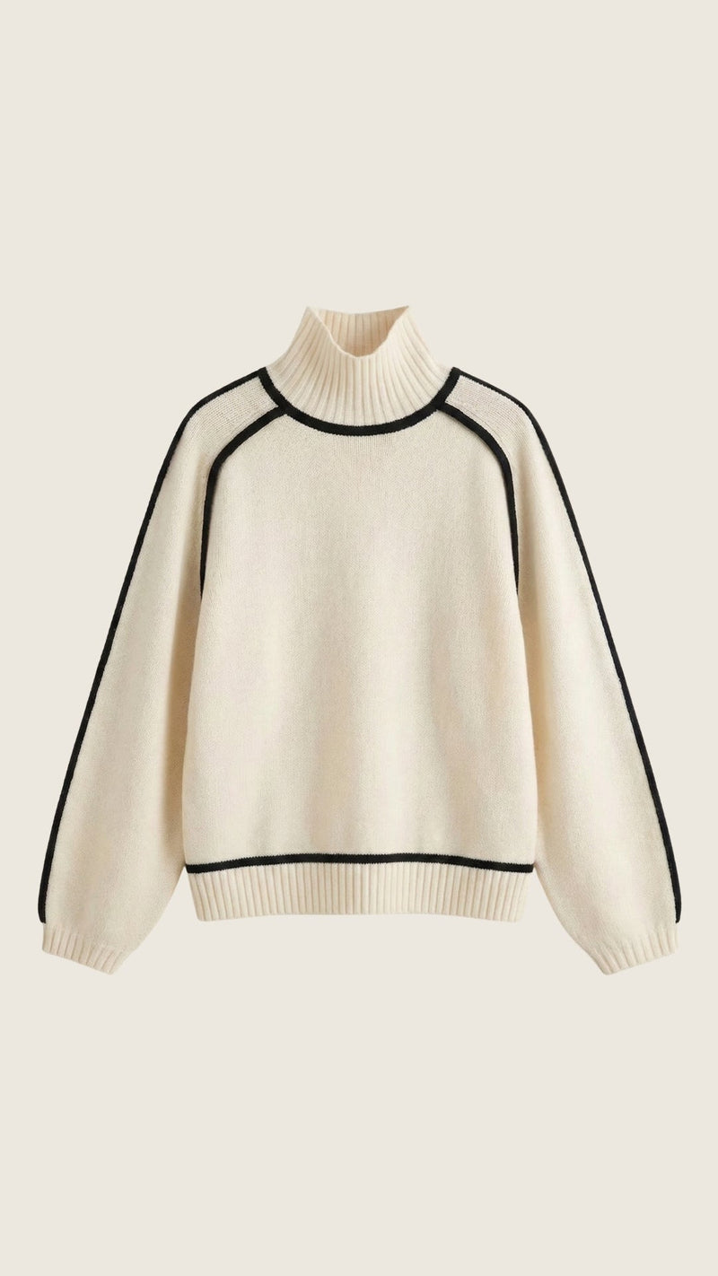 Oversized High Neck Sweater-sweaters > oversized sweaters-Laventaire-Laventaire