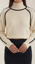 Oversized High Neck Sweater-sweaters > oversized sweaters-Laventaire-Laventaire
