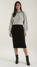 Oversized High Neck Sweater-sweaters > oversized sweaters-Laventaire-Light Gray-XS-Laventaire