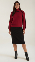Oversized High Neck Sweater-sweaters > oversized sweaters-Laventaire-Red-XS-Laventaire
