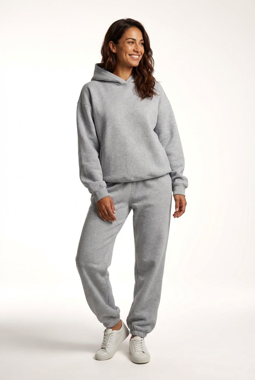 Oversized Hoodie Jogger Set-loungewear > hoodie and jogger set-Laventaire-Light Gray-S-Laventaire