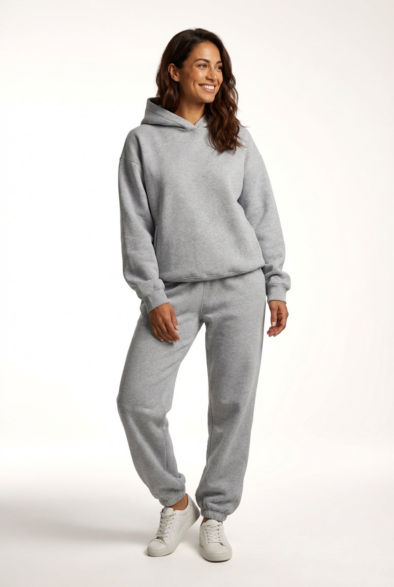 Oversized Hoodie Jogger Set-loungewear > hoodie and jogger set-Laventaire-Light Gray-S-Laventaire