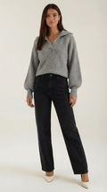 Oversized Knit Sweater-sweaters > oversized sweater-Laventaire-Gray-S-Laventaire