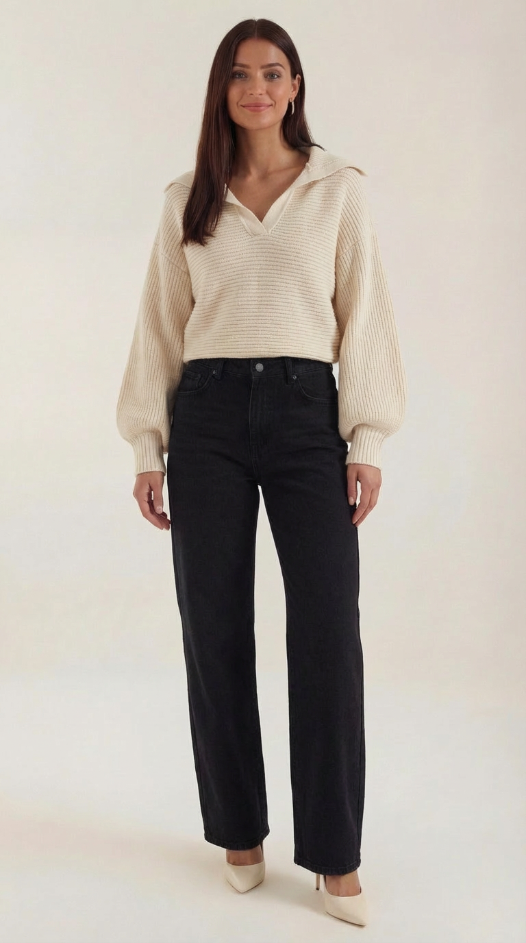 Oversized Knit Sweater-sweaters > oversized sweater-Laventaire-Ivory-S-Laventaire