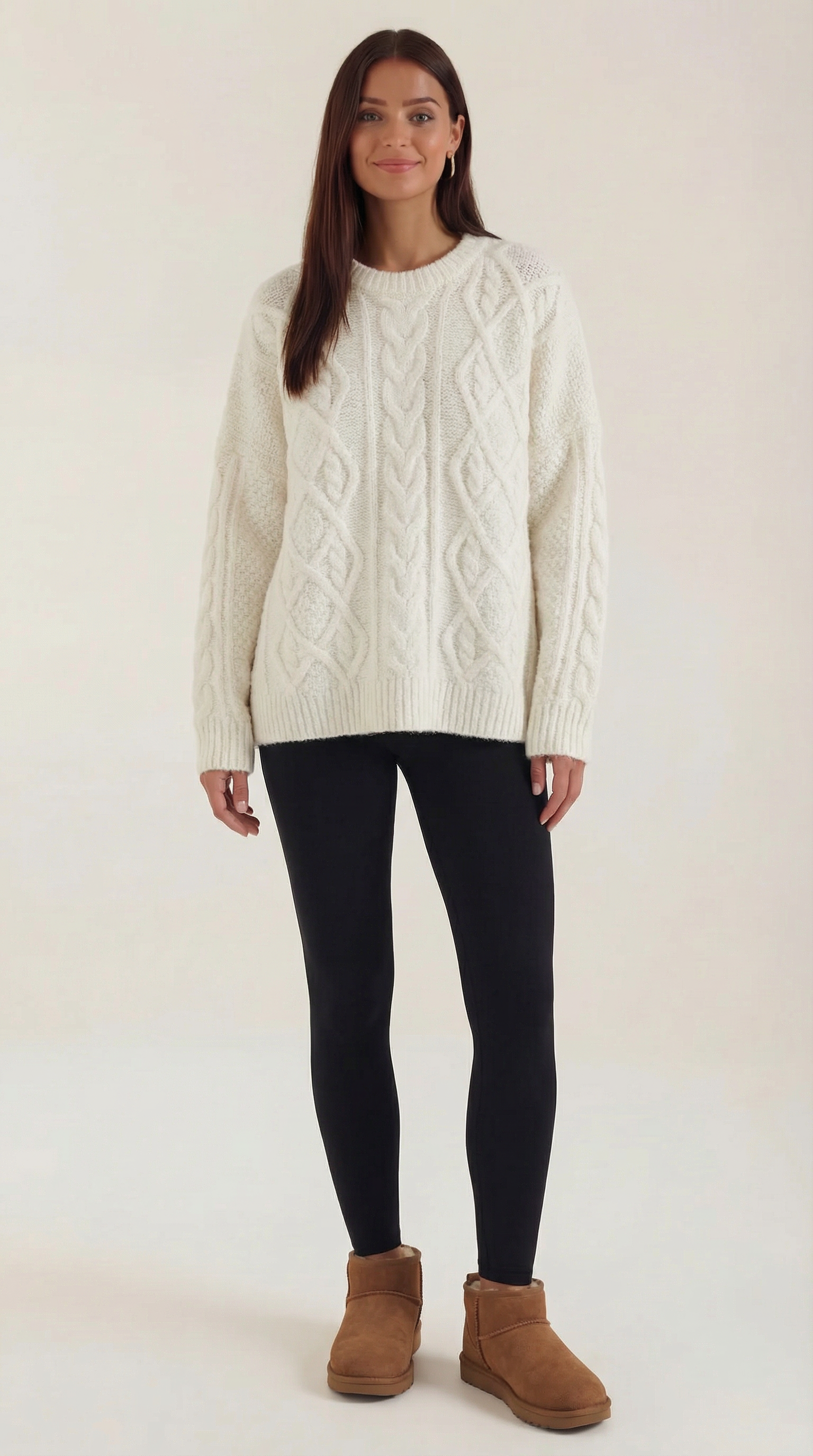 Oversized Knit Sweater-sweaters > oversized sweater-Laventaire-White-One size-Laventaire