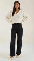 Oversized Knit Sweater-sweaters > oversized sweater-Laventaire-White-S-Laventaire