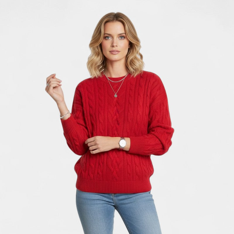 Oversized Knitted Sweater-sweaters > oversized knitted sweater-Laventaire-Red-S-Laventaire