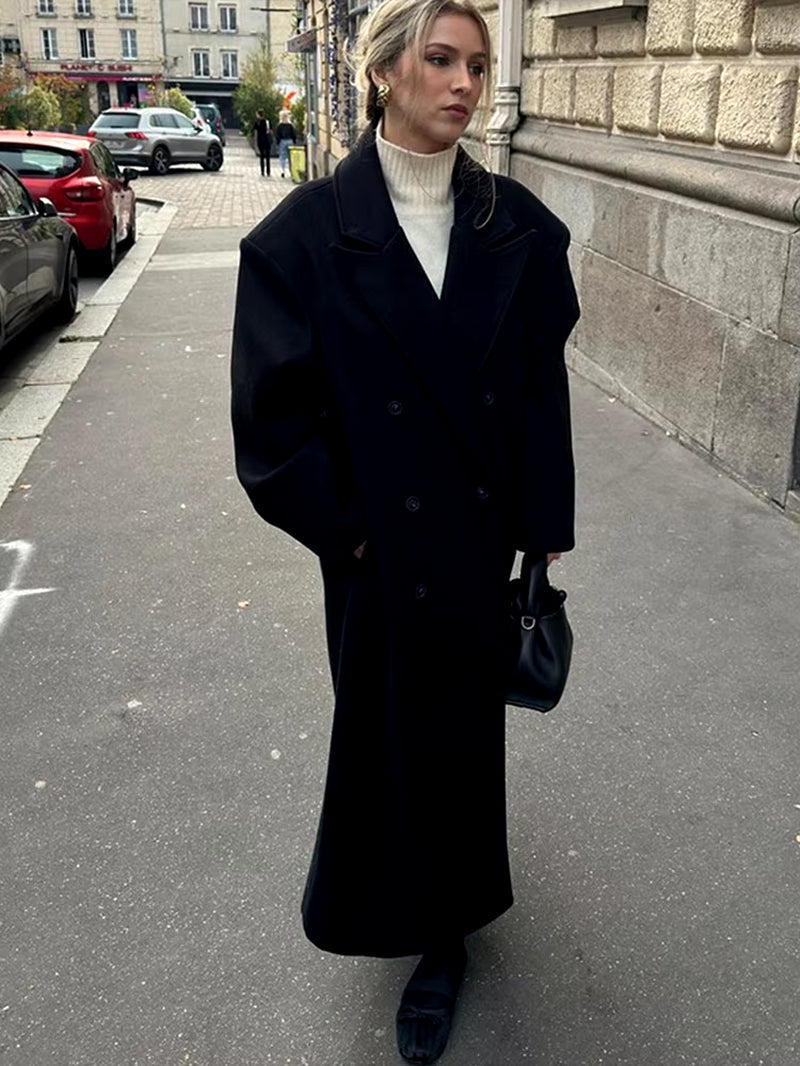 Oversized Long Coat-outerwear > coats > oversized coats-Laventaire-Black-S-Laventaire