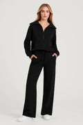 Oversized Lounge Set Ensemble-loungewear > lounge set-Laventaire-Black-S-Laventaire