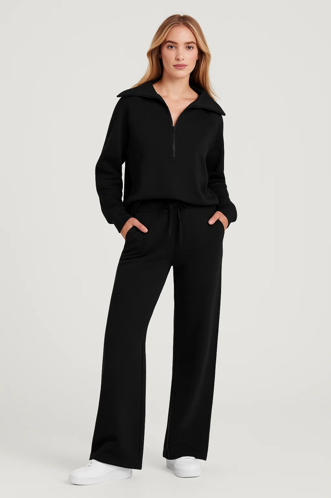 Oversized Lounge Set Ensemble-loungewear > lounge set-Laventaire-Black-S-Laventaire