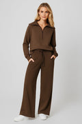 Oversized Lounge Set Ensemble-loungewear > lounge set-Laventaire-Dark Brown-S-Laventaire