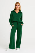 Oversized Lounge Set Ensemble-loungewear > lounge set-Laventaire-Dark Green-S-Laventaire