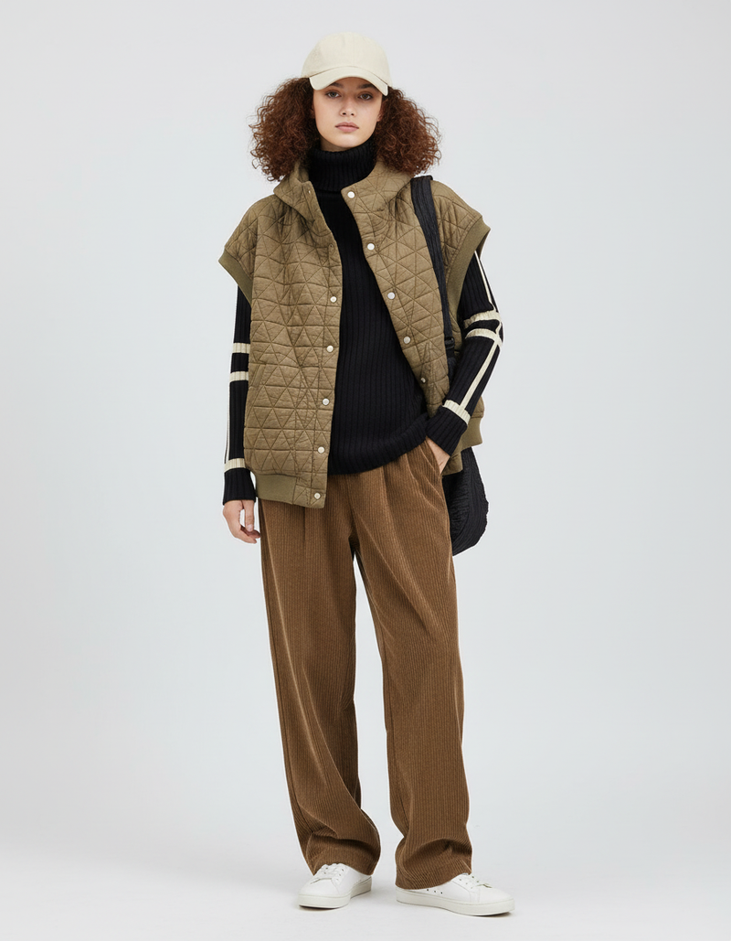 Oversized Padded Vest-outerwear > vests > puffer vests-Laventaire-Laventaire