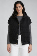 Oversized Padded Vest-outerwear > vests > puffer vests-Laventaire-Black-S-Laventaire