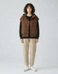 Oversized Padded Vest-outerwear > vests > puffer vests-Laventaire-Dark Brown-S-Laventaire