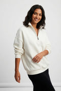Oversized Quarter Zip Sweater-sweaters > quarter zip sweater-Laventaire-Off White-S-Laventaire