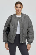 Oversized Quilted Bomber Jacket-jackets > bomber jacket-Laventaire-Laventaire