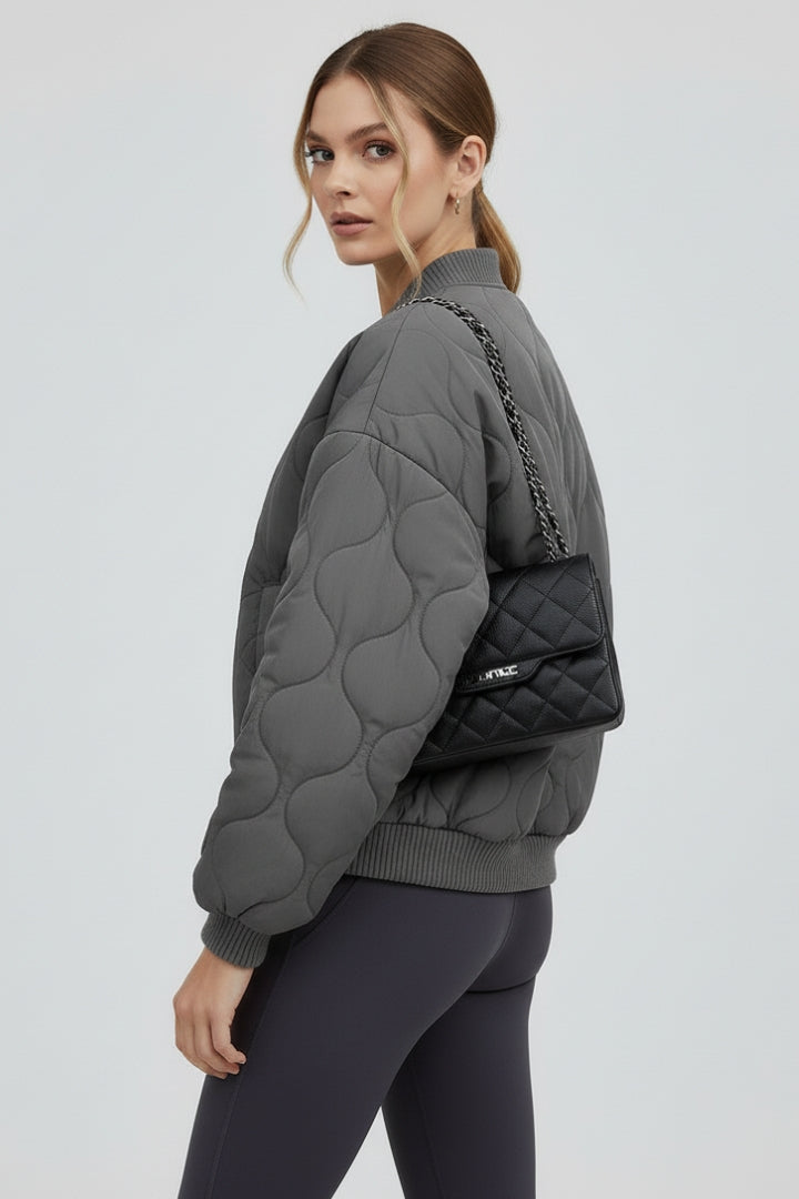 Oversized Quilted Bomber Jacket-jackets > bomber jacket-Laventaire-Laventaire