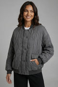 Oversized Quilted Bomber Jacket-jackets > bomber jacket-Laventaire-Gray-XS-Laventaire
