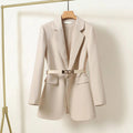 Oversized Relaxed Blazer-outerwear > blazers > oversized blazers-Laventaire-Beige-S-Laventaire