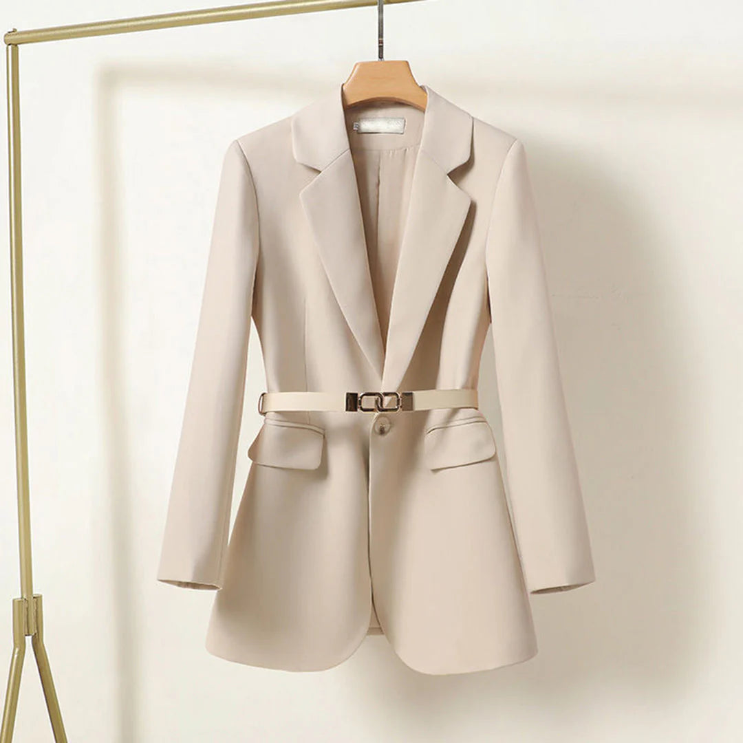Oversized Relaxed Blazer-outerwear > blazers > oversized blazers-Laventaire-Beige-S-Laventaire