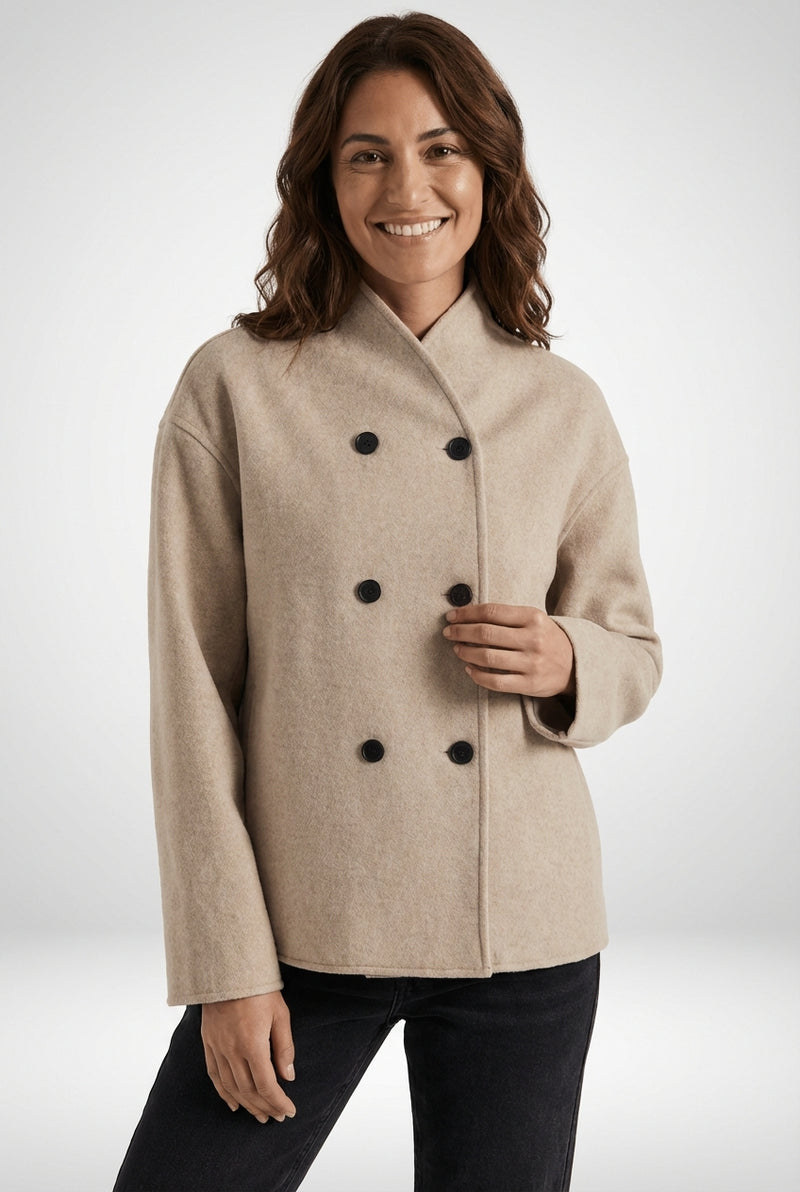 Oversized Relaxed Fit Jacket-jackets > oversized jacket-Laventaire-Beige-S-Laventaire