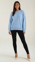 Oversized Relaxed Knit Sweater-sweaters > oversized sweater-Laventaire-Baby Blue-One size-Laventaire