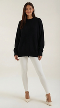 Oversized Relaxed Knit Sweater-sweaters > oversized sweater-Laventaire-Black-One size-Laventaire