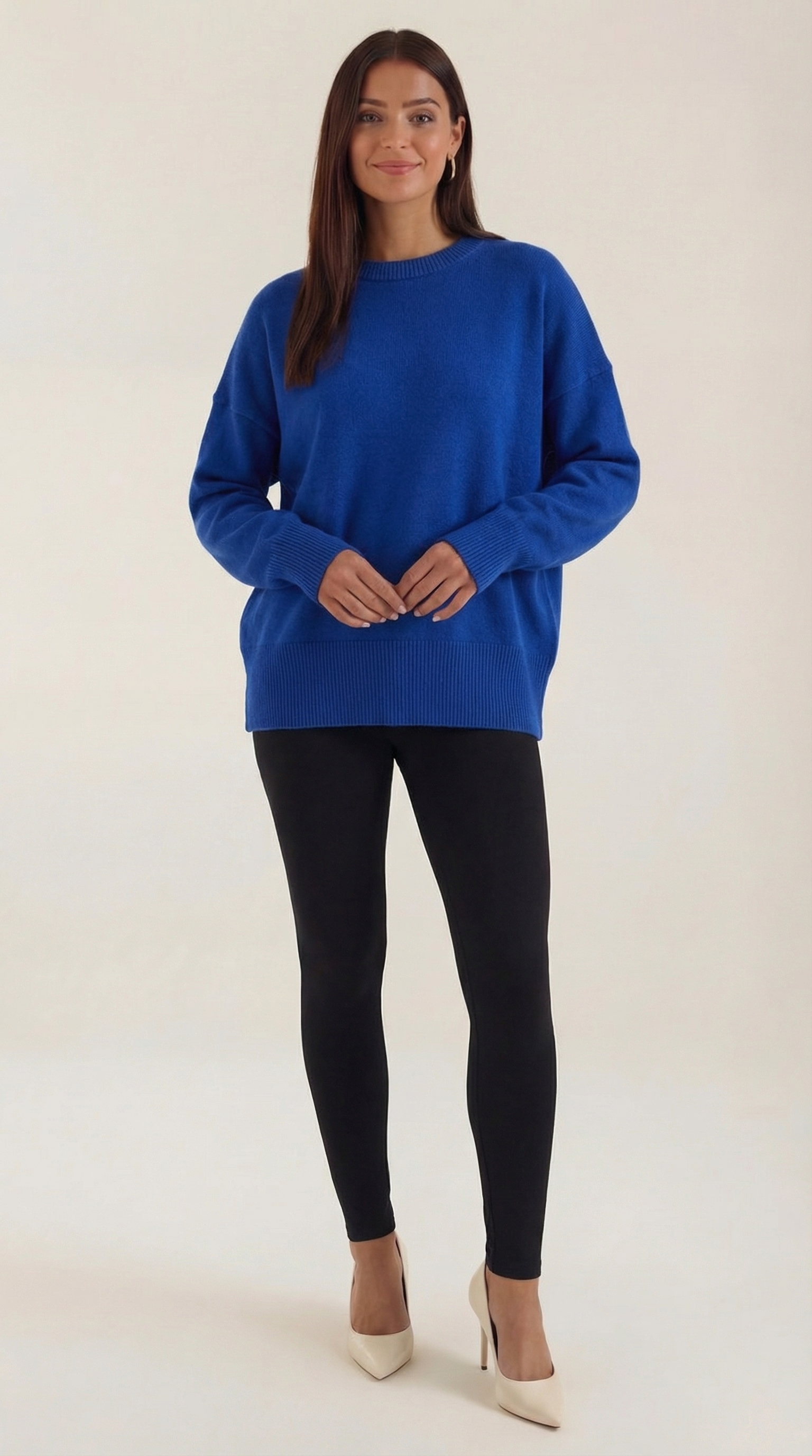 Oversized Relaxed Knit Sweater-sweaters > oversized sweater-Laventaire-Blue-One size-Laventaire