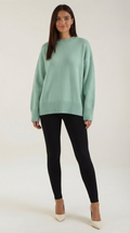 Oversized Relaxed Knit Sweater-sweaters > oversized sweater-Laventaire-Mint Green-One size-Laventaire