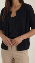 Oversized Short Sleeve Cardigan-cardigans > oversized cardigan-Laventaire-Laventaire