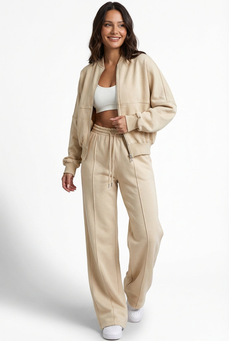 Oversized Tracksuit Set-tracksuits > tracksuit set-Laventaire-Beige-S-Laventaire