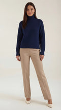 Oversized Turtleneck Sweater-sweaters > turtleneck sweater > oversized turtleneck sweater-Laventaire-Navy Blue-One size-Laventaire