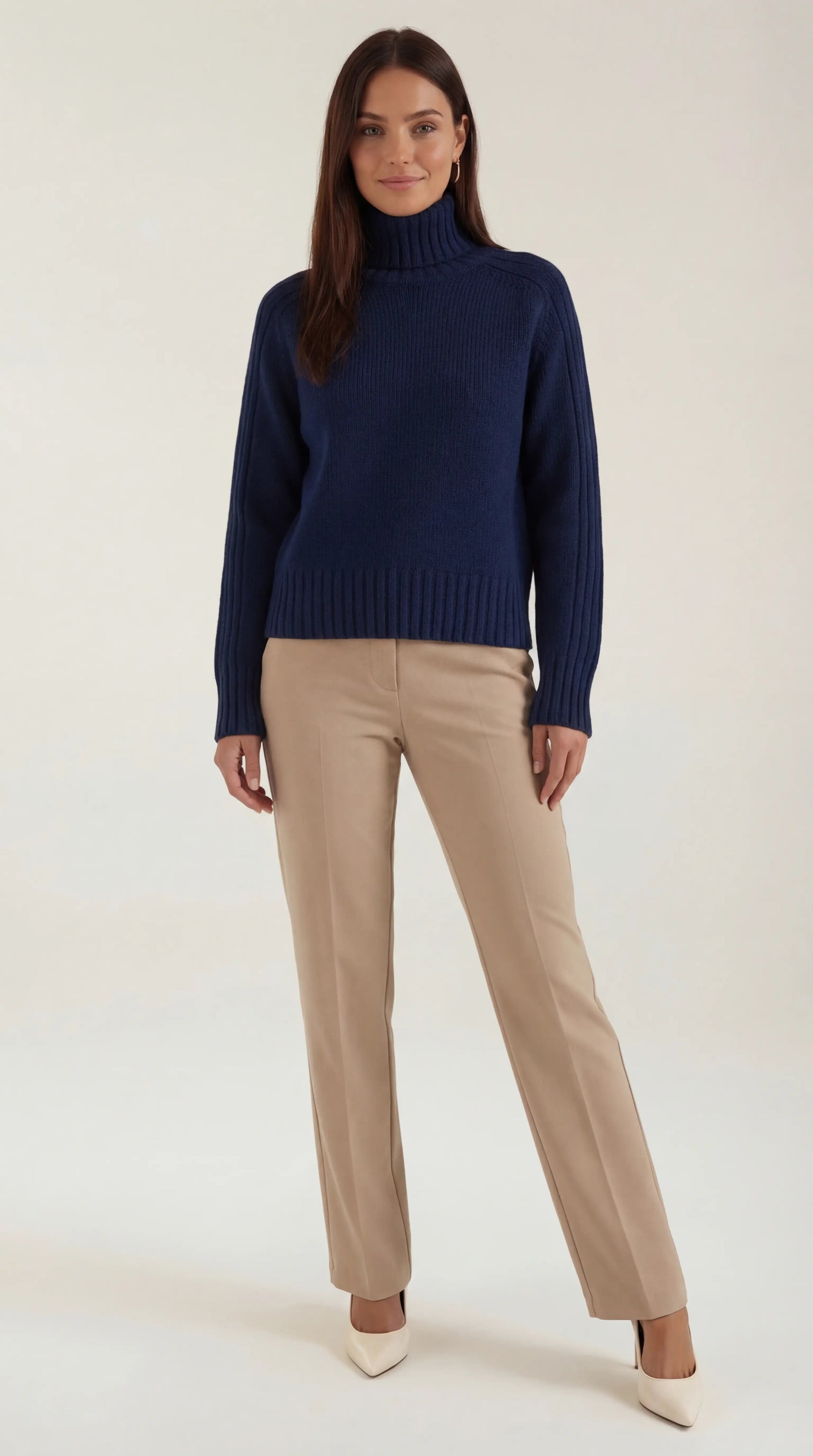 Oversized Turtleneck Sweater-sweaters > turtleneck sweater > oversized turtleneck sweater-Laventaire-Navy Blue-One size-Laventaire