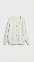 Oversized White Cardigan Sweater-cardigans > oversized cardigan-Laventaire-Laventaire