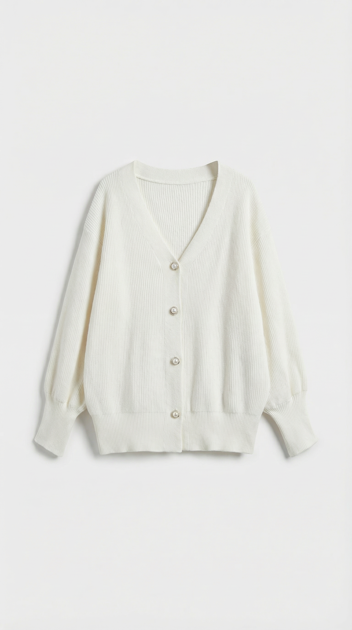 Oversized White Cardigan Sweater-cardigans > oversized cardigan-Laventaire-Laventaire